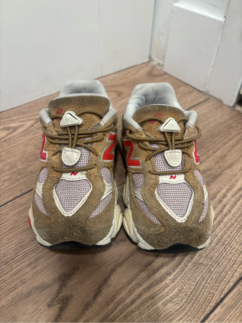 New Balance Kids Tan and Pink Trail Runners
